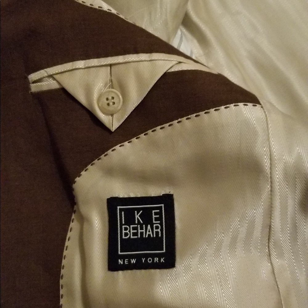 Boys Ike Behar 3 Button S. coat, cream linen pants